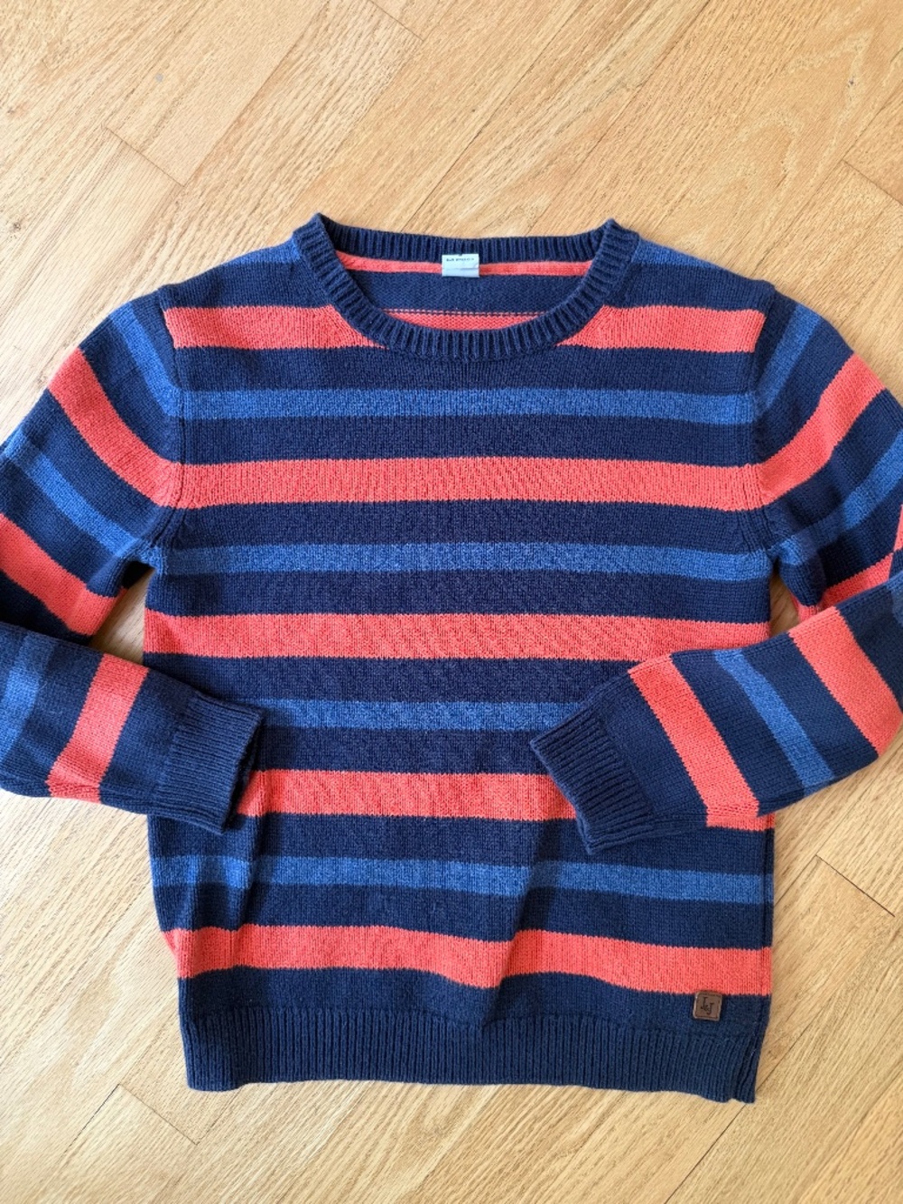 Janie and Jack Size 6 Blue and Orange Stripe Boys Pullover Sweater